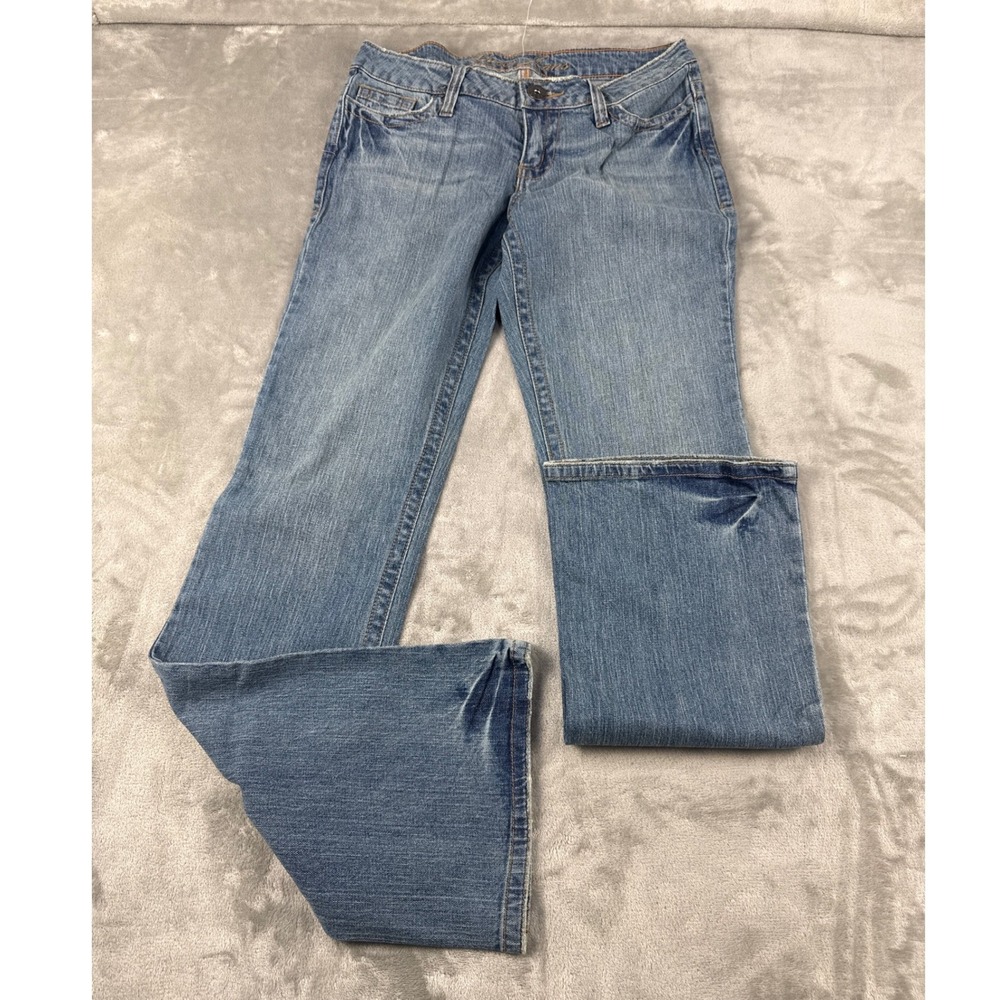 Guess Jeans Womens 28 Blue Bootcut Low Rise Embroidered Filigree Denim